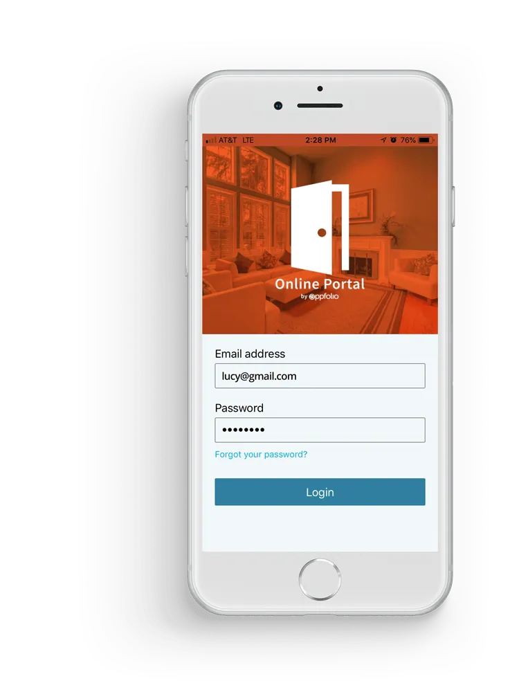 Online Portal login screen on a phone